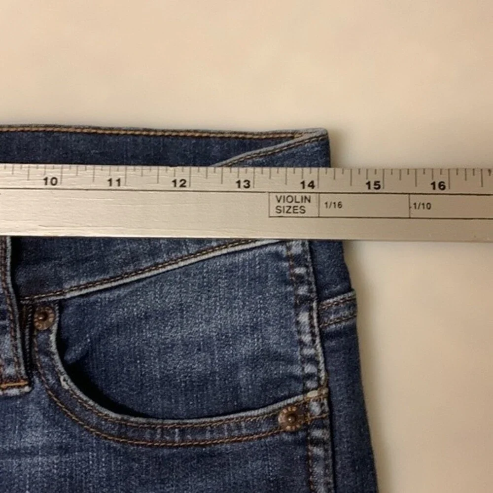 J. Crew Women's Blue Mid-Rise Cropped Frayed Straight Leg Jeans Size 26 Tall